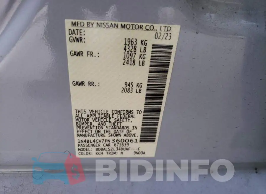 1N4BL4CV7PN360061 Photo# 12