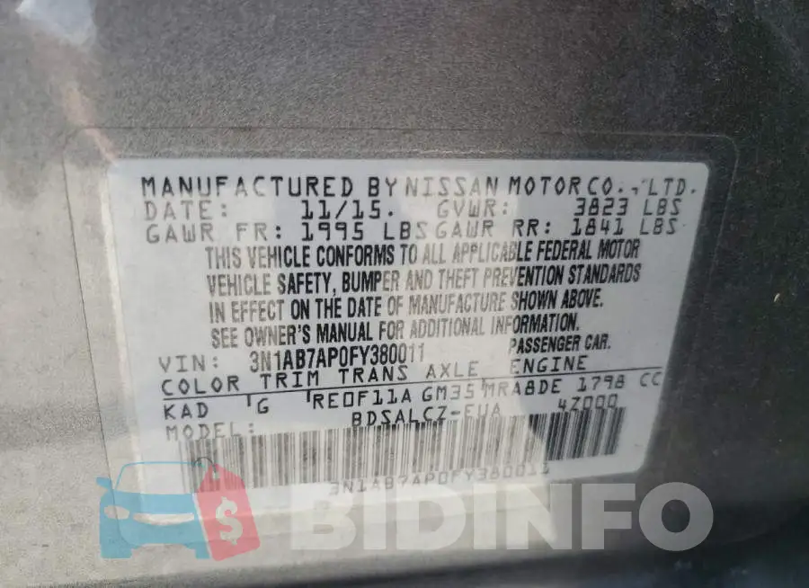 3N1AB7AP0FY380011 Photo# 12