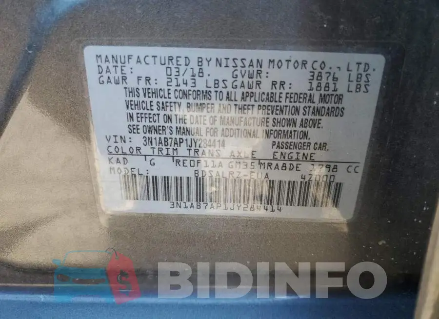 3N1AB7AP1JY284414 Photo# 12
