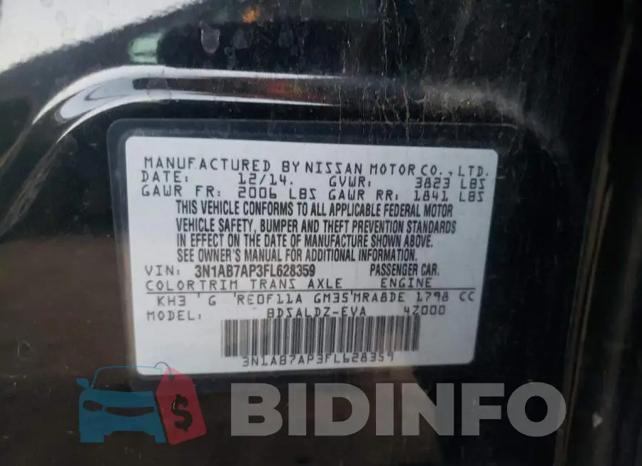 3N1AB7AP3FL628359 Photo# 12