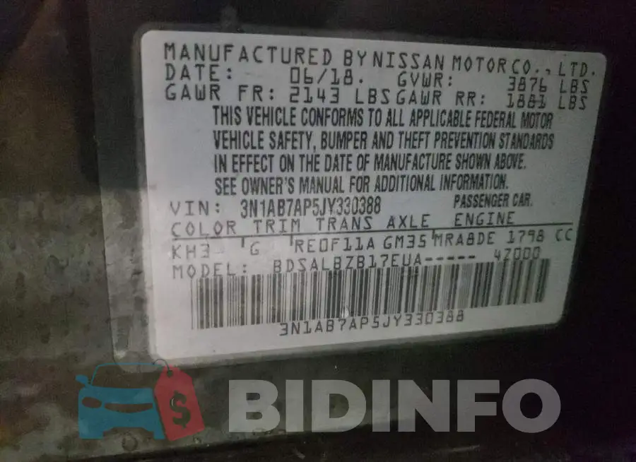 3N1AB7AP5JY330388 Photo# 12