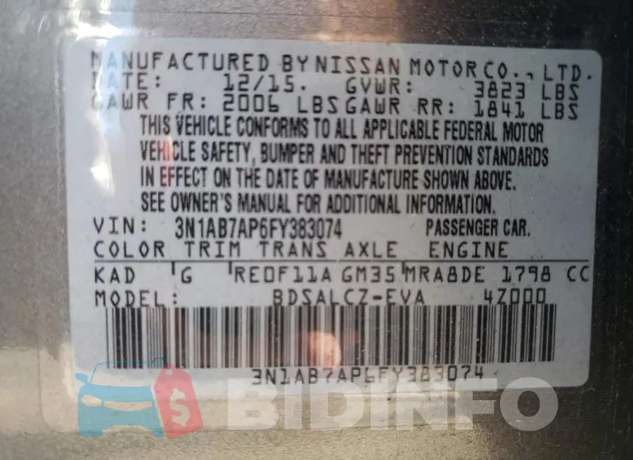 3N1AB7AP6FY383074 Photo# 12