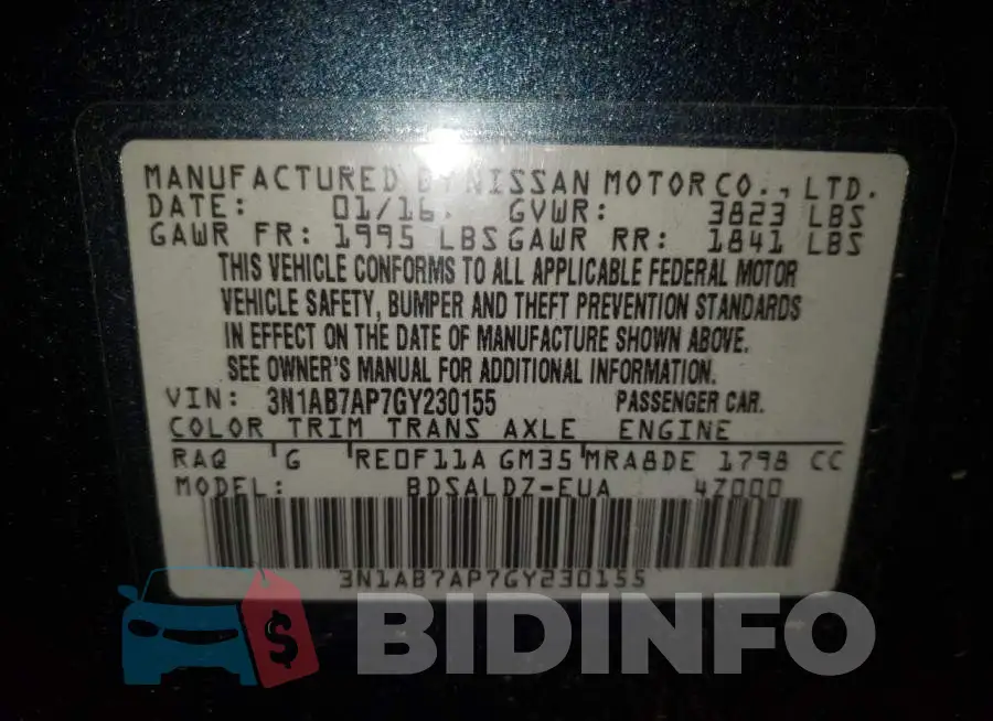3N1AB7AP7GY230155 Photo# 12