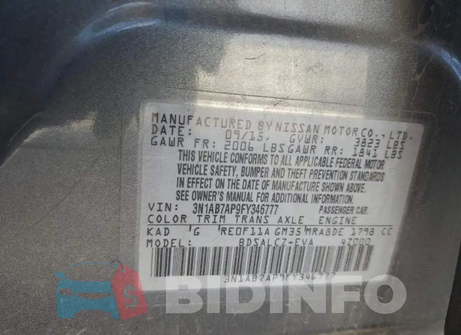 3N1AB7AP9FY346777 Photo# 13