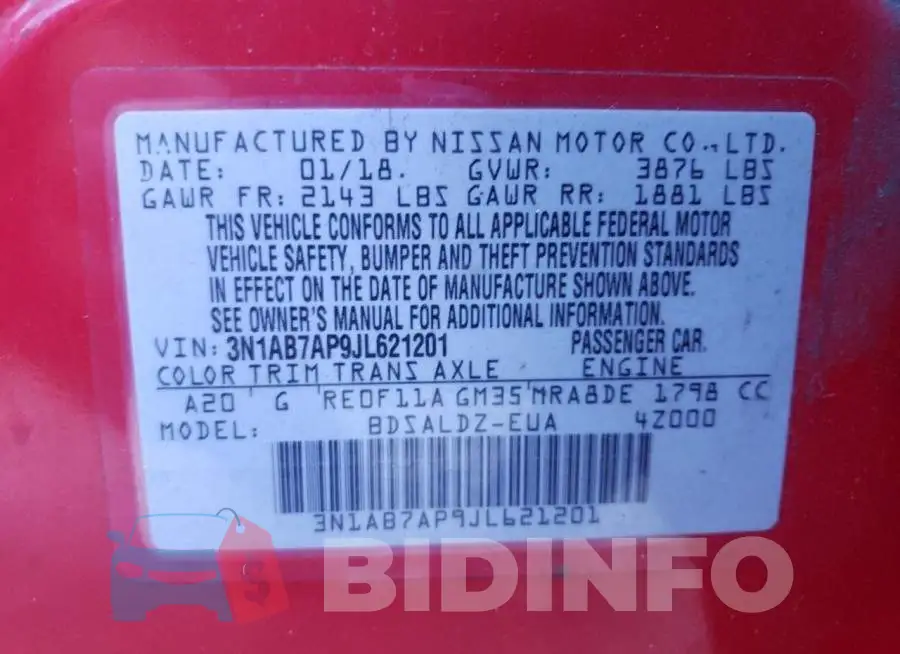 3N1AB7AP9JL621201 Photo# 13