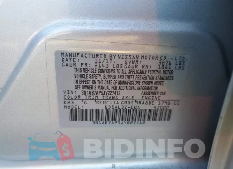 3N1AB7AP9JY227412 Photo# 12