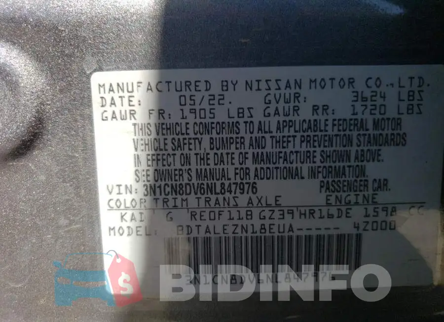 3N1CN8DV6NL847976 Photo# 12