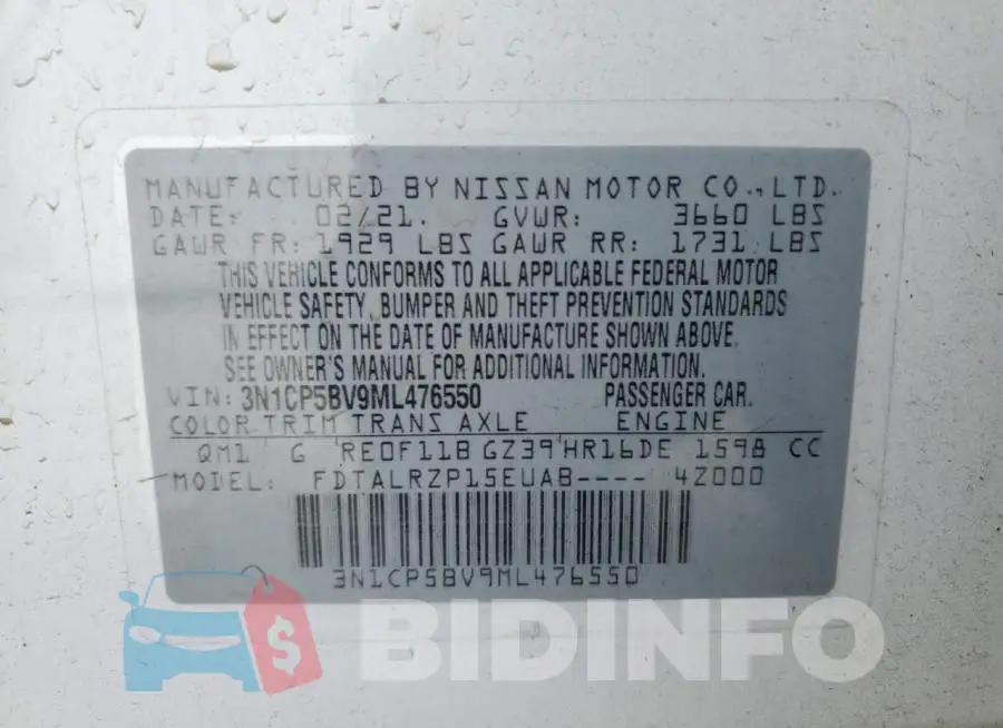 3N1CP5BV9ML476550 Photo# 12