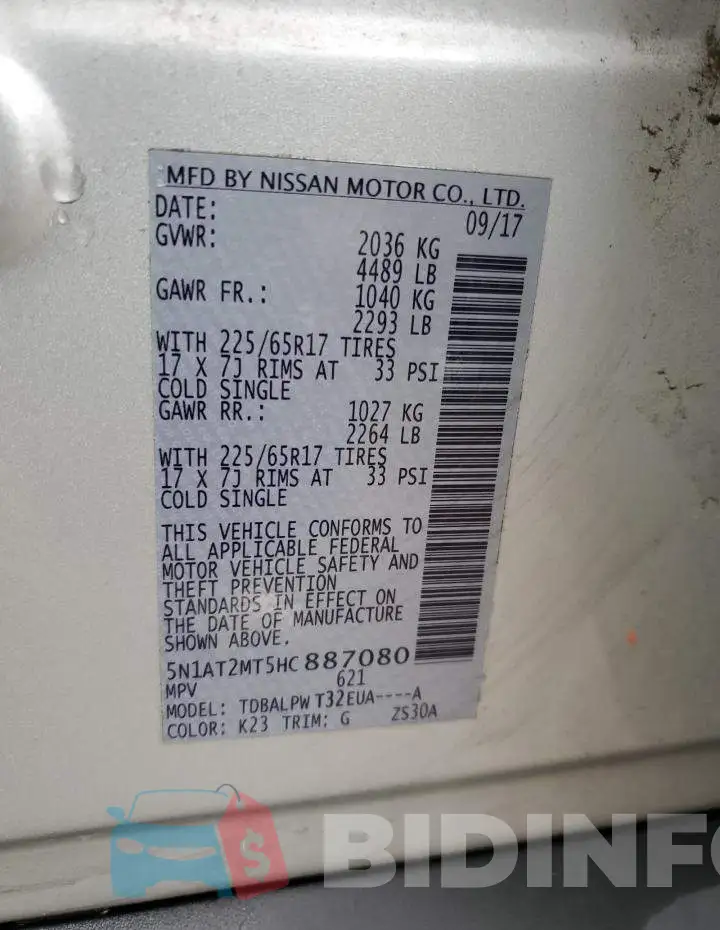 5N1AT2MT5HC887080 Photo# 13