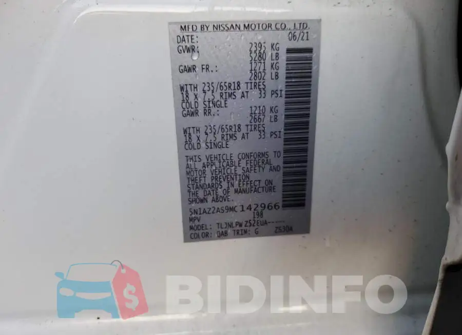 5N1AZ2AS9MC142966 Photo# 13