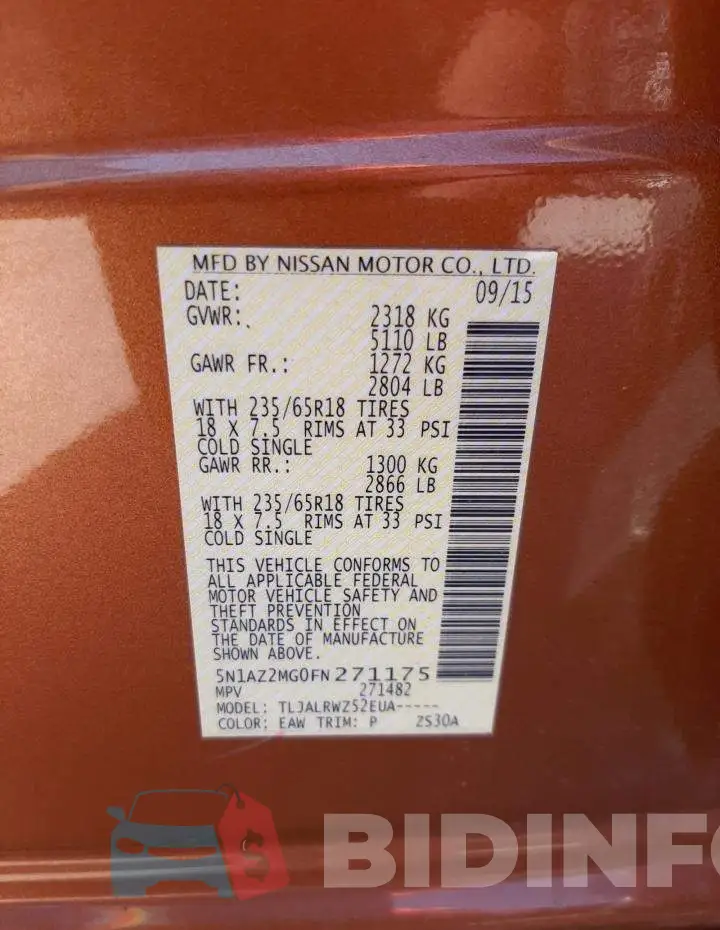 5N1AZ2MG0FN271175 Photo# 14