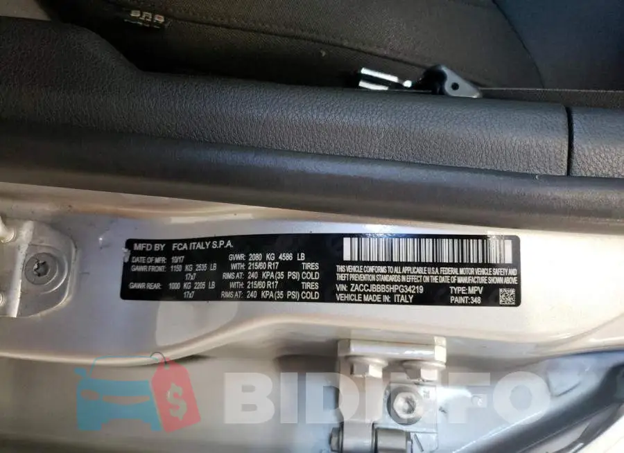 ZACCJBBB5HPG34219 Photo# 13