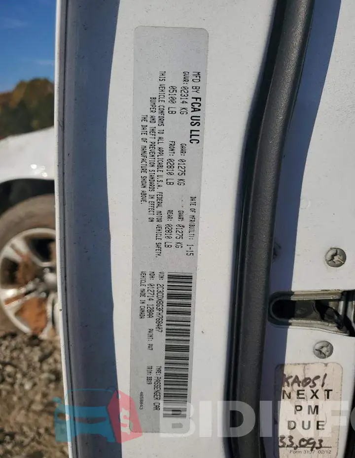 2C3CDXBG3FH768407 Photo# 13