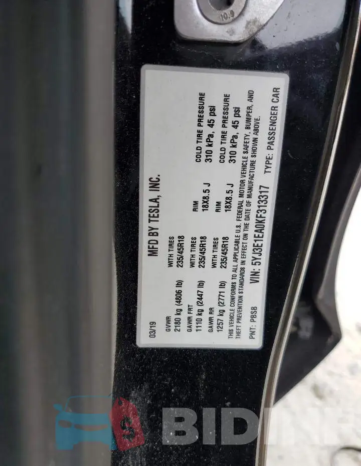 5YJ3E1EA0KF313317 Photo# 12