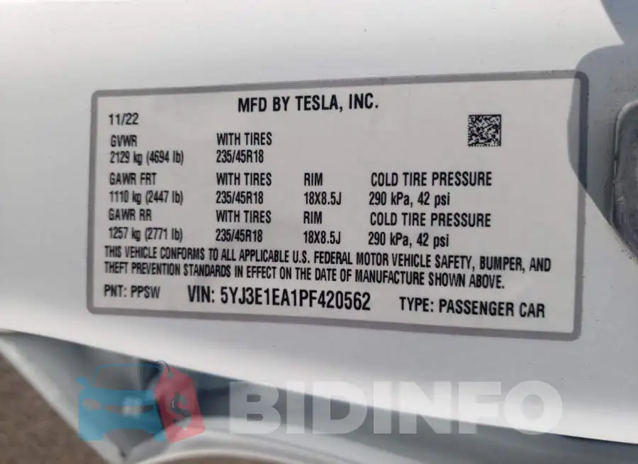 5YJ3E1EA1PF420562 Photo# 12