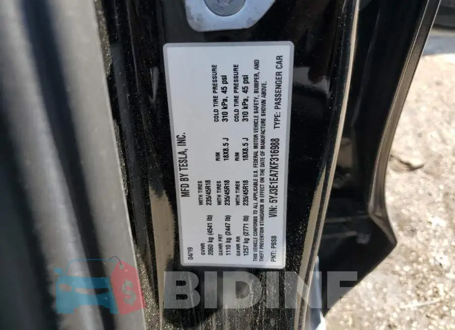 5YJ3E1EA7KF316988 Photo# 12