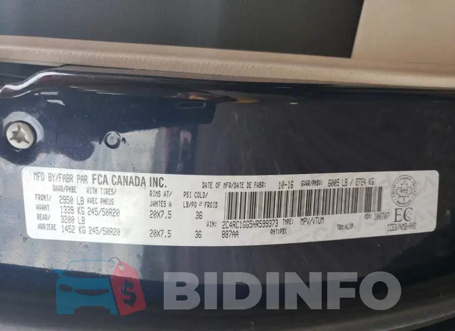2C4RC1GG5HR599373 Photo# 13