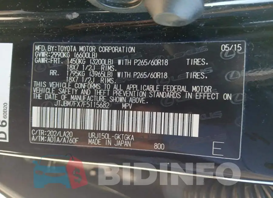 JTJBM7FX7F5115682 Photo# 10