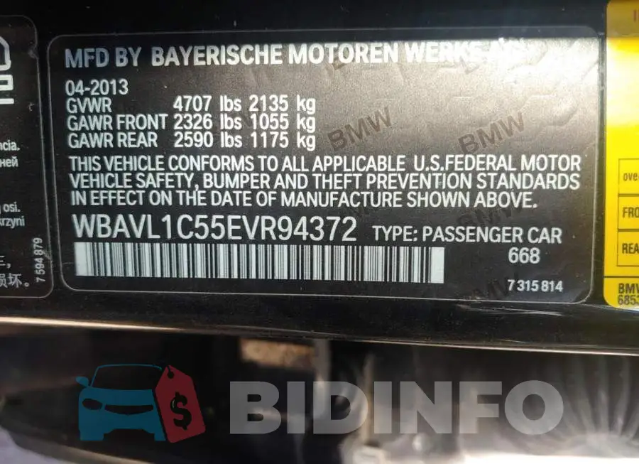 WBAVL1C55EVR94372 Photo# 10