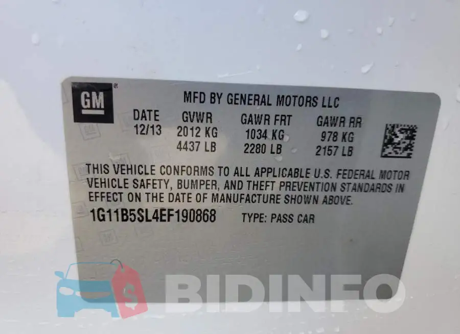 1G11B5SL4EF190868 Photo# 12