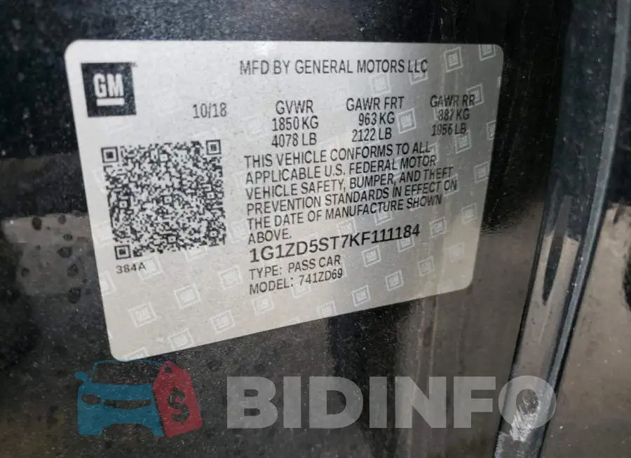 1G1ZD5ST7KF111184 Photo# 12
