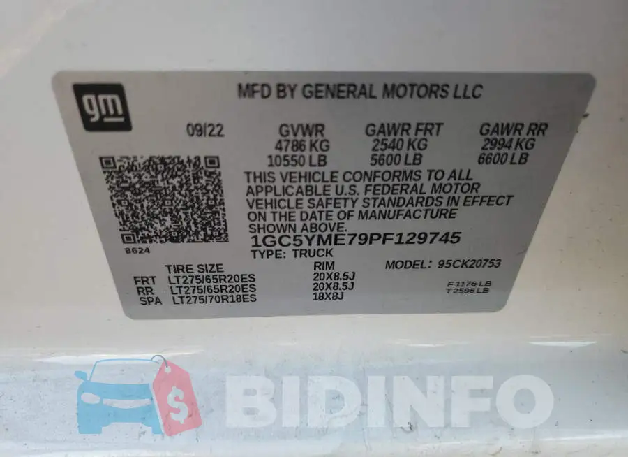 1GC5YME79PF129745 Photo# 12