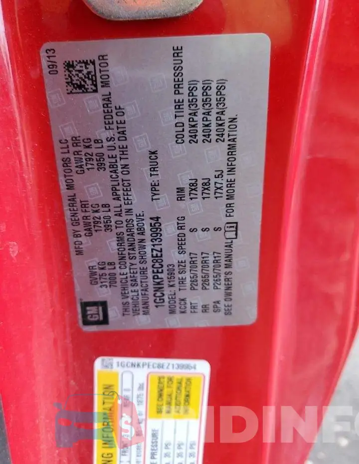 1GCNKPEC8EZ139954 Photo# 12