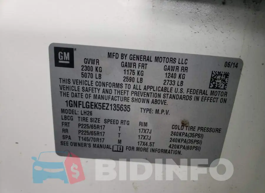 1GNFLGEK5EZ135635 Photo# 13
