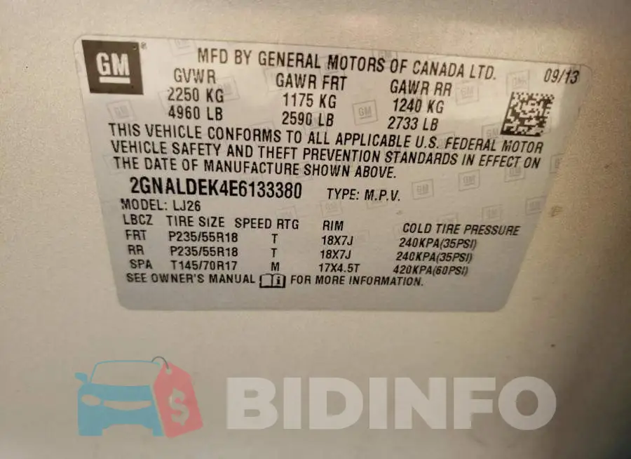 2GNALDEK4E6133380 Photo# 10