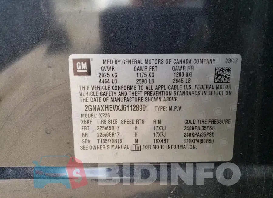 2GNAXHEVXJ6112890 Photo# 13