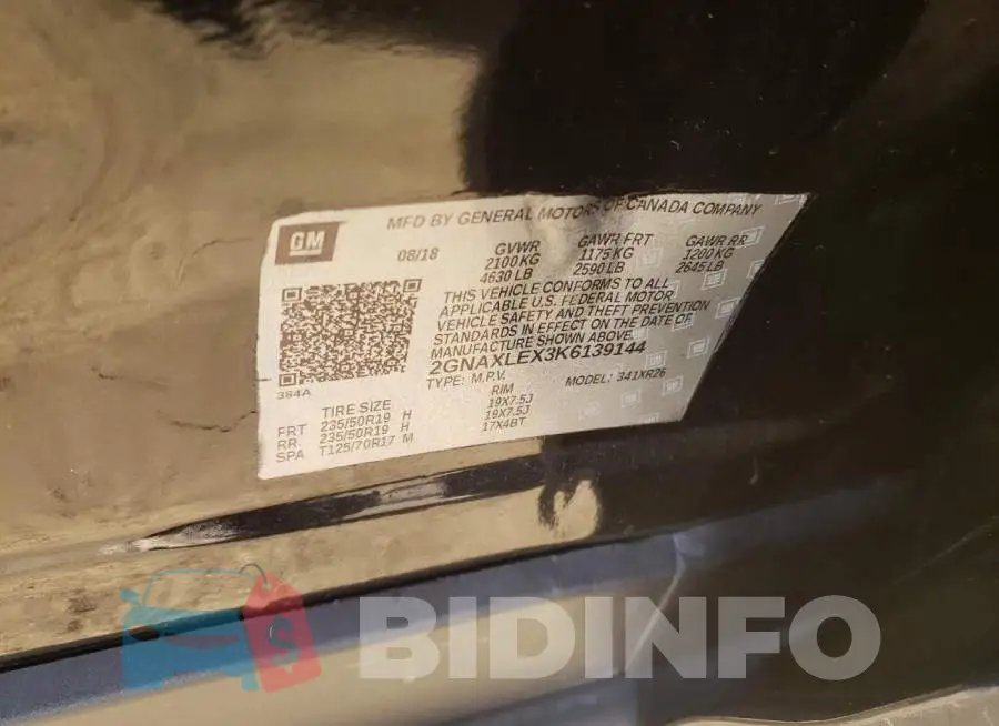 2GNAXLEX3K6139144 Photo# 13