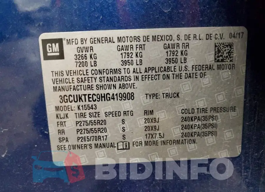 3GCUKTEC9HG419908 Photo# 12