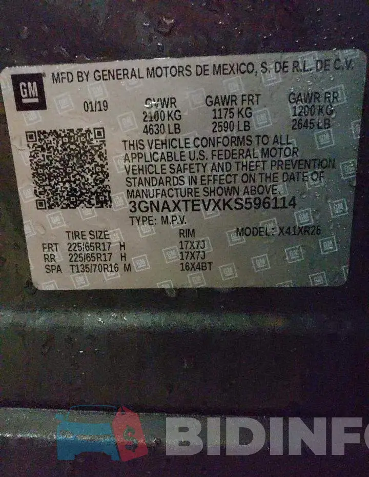 3GNAXTEVXKS596114 Photo# 13