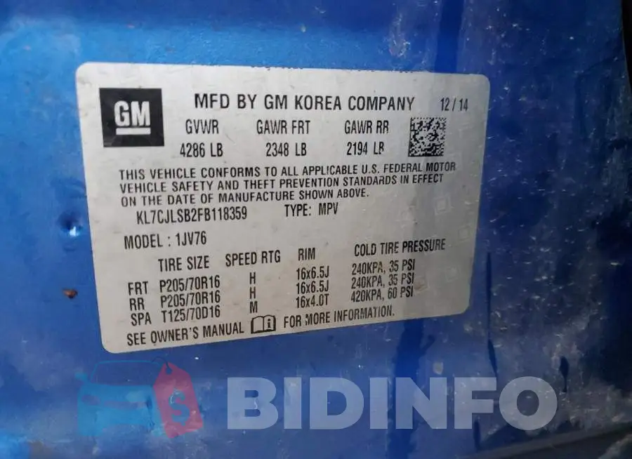 KL7CJLSB2FB118359 Photo# 12