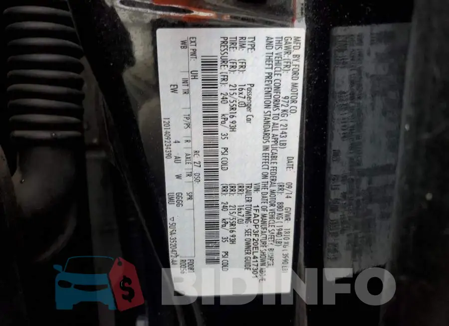 1FADP3F20EL417301 Photo# 12