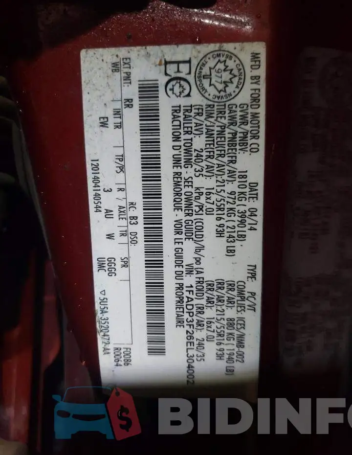 1FADP3F26EL304002 Photo# 12