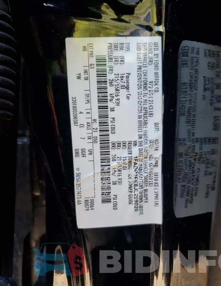1FADP3FE8JL299020 Photo# 12
