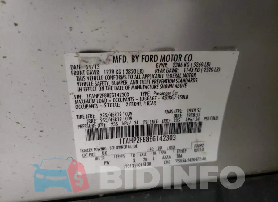 1FAHP2F88EG142303 Photo# 12