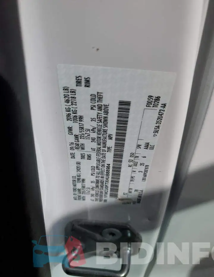 1FMCU0F7XHUB88984 Photo# 12