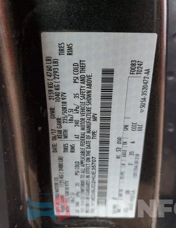 1FMCU9JD2HUE35707 Photo# 12