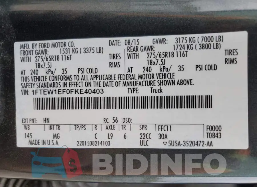 1FTEW1EF0FKE40403 Photo# 12