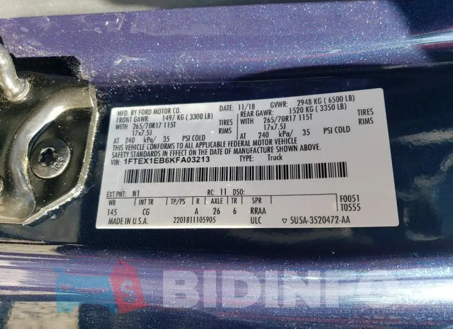 1FTEX1EB6KFA03213 Photo# 12
