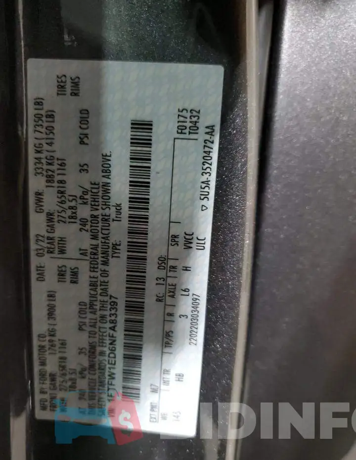 1FTFW1ED6NFA83397 Photo# 12