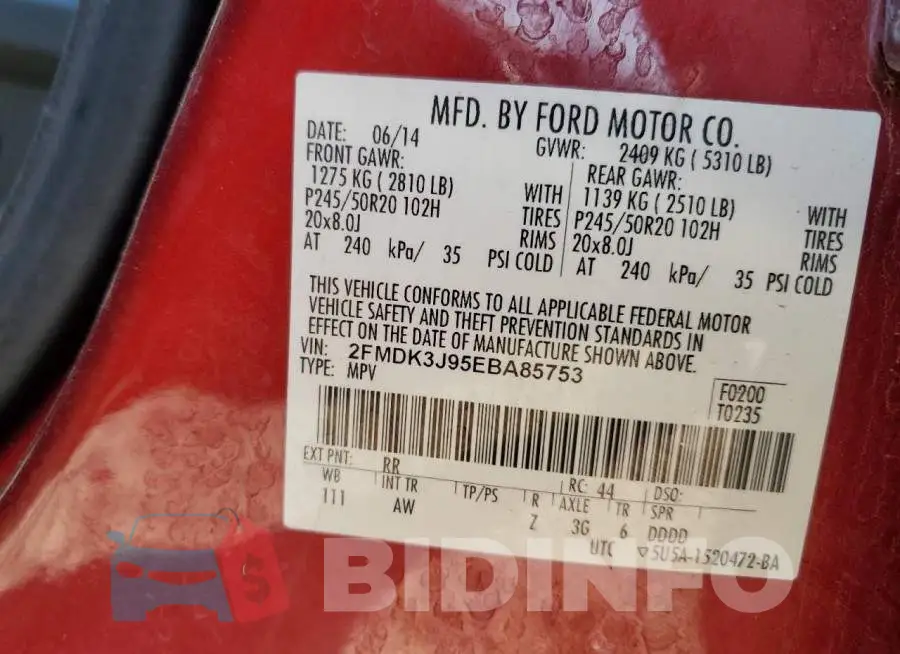 2FMDK3J95EBA85753 Photo# 13