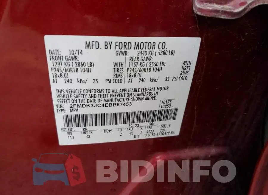 2FMDK3JC4EBB67453 Photo# 12