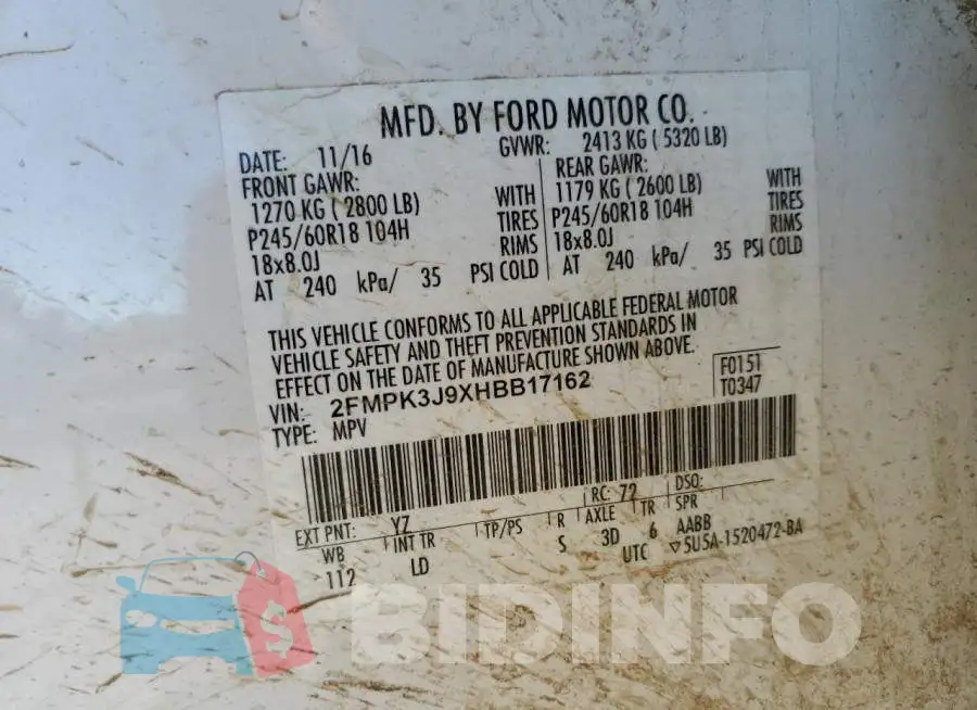 2FMPK3J9XHBB17162 Photo# 13