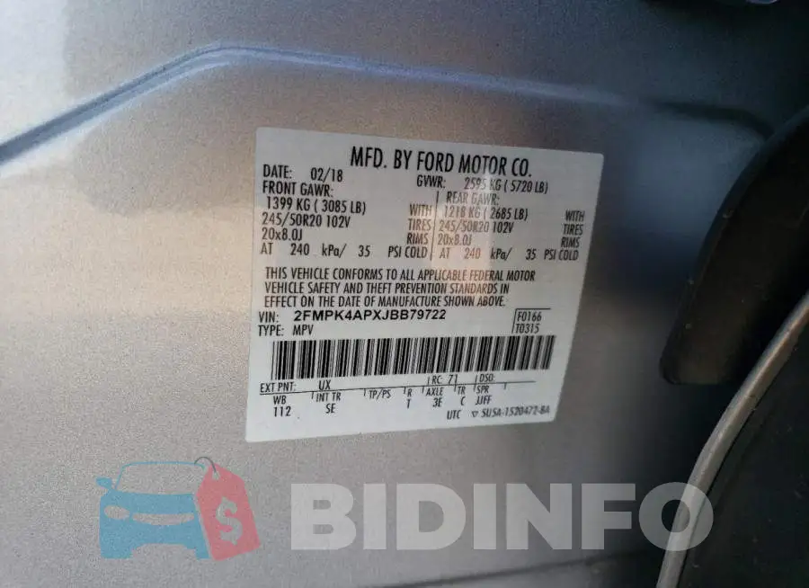 2FMPK4APXJBB79722 Photo# 12