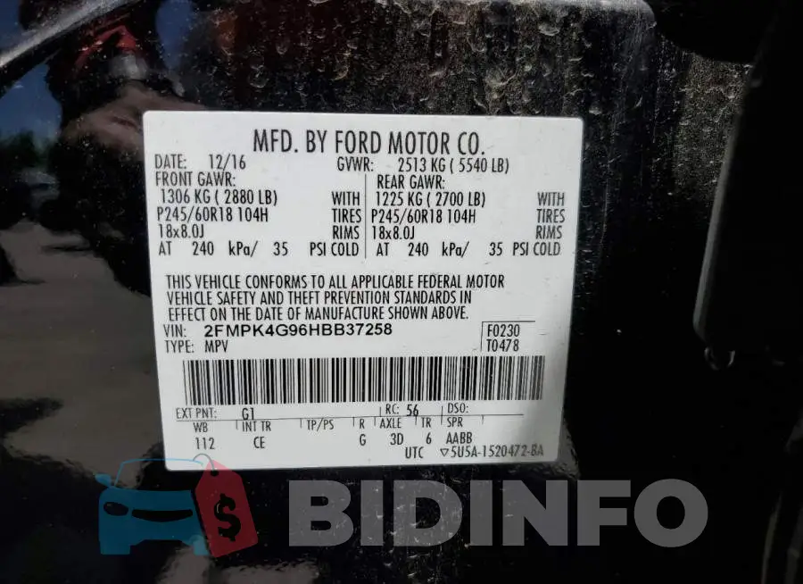 2FMPK4G96HBB37258 Photo# 14