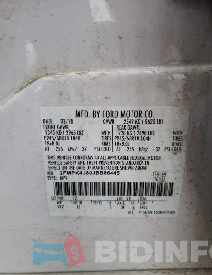2FMPK4J80JBB86445 Photo# 12