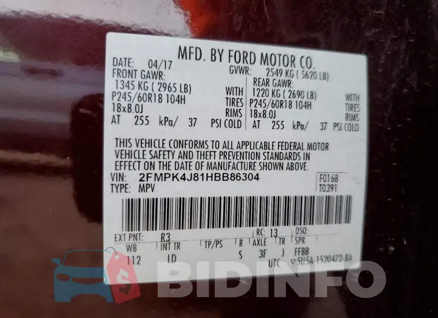 2FMPK4J81HBB86304 Photo# 12